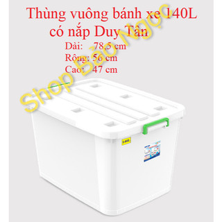 Thùng nhựa bánh xe đựng đồ Duy Tân 140L chọn màu quai
