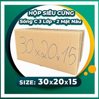30x20x15 Hộp Carton siêu cứng 2 mặt nâu 3 lớp sóng C