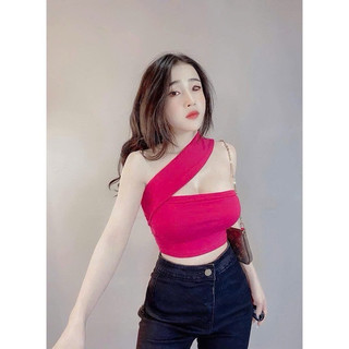 Áo ống phối 1 dây bản một dây bản chéo vai siêu hot , chất thun thái dày dặn co giãn