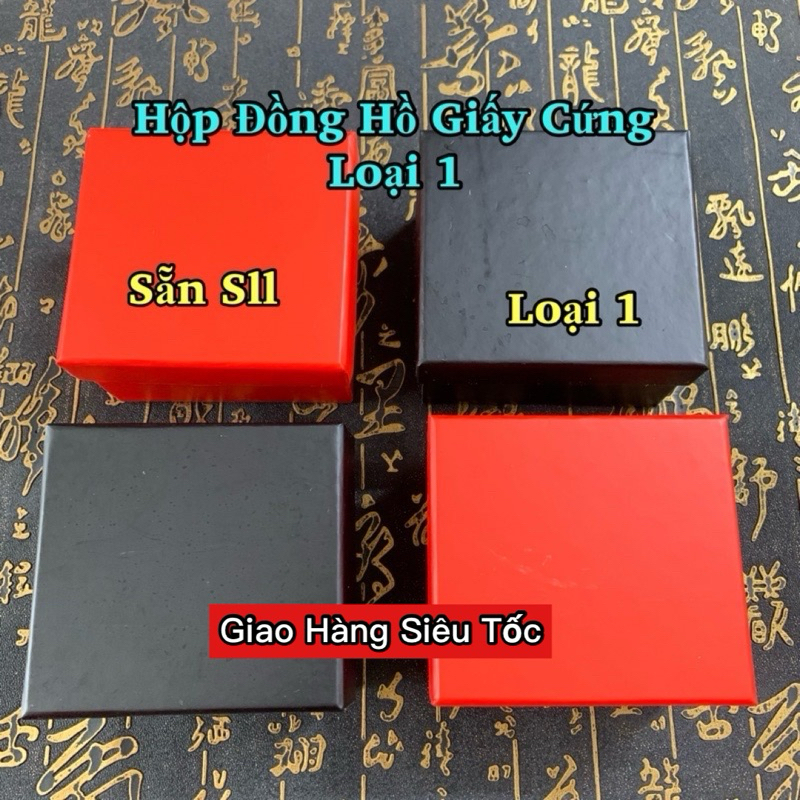 Hộp Giấy Đựng Đồng Hồ Đỏ, Đen 9x9cm, có Gối Bông Dầy Dặn