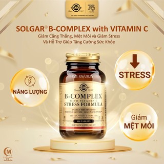 Viên Uống B-Complex With C Solgar - Bổ Sung Vitamin B Và Vitamin C,Tăng Cường Sức Khỏe,Giảm Căng Thẳng Mệt Mỏi 100 viên