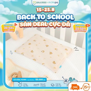 Gối cho bé sơ sinh Mompa ruột bông mềm mại chống bẹp đầu hoạ tiết động vật dễ thương 35x25cm 043