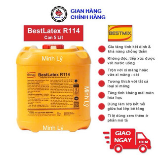 Can 5 lít phụ gia chống thấm bestlatex r114 và tác nhân kết nối cho vữa và bê tông bestmix sika latex th