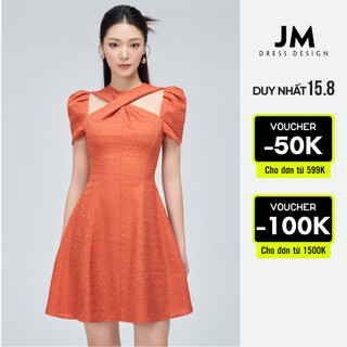 Đầm Thiết Kế Dáng Xoè Hở Vai Xoắn Ngực nhẹ nhàng nữ tính chất liệu nhẹ mát JM Dress Design D87519