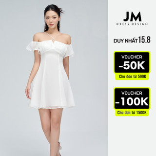 Đầm thiết kế cổ yếm JM Dress Design tay bồng xòe sang trọng nữ tính chất mỏng nhẹ D92511