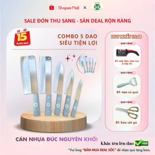 Combo 5 dao nhà bếp DAKA thép Nhật trắng không gỉ - Chuôi nhựa