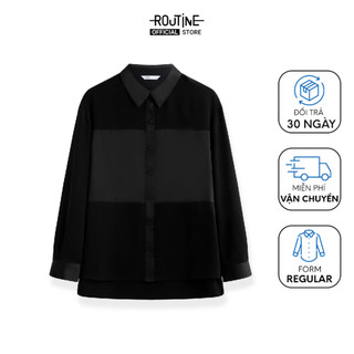 Áo Sơ Mi Nữ Tay Dài Satin Phối Vải Form Regular - Routine 10S23SHLW022