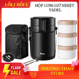 Hộp Cơm Giữ Nhiệt Yadel - Cà Mèn Đựng Cơm Kèm Túi - Hộp Cơm Văn Phòng Cách Nhiệt - Chất Liệu Inox 304 - Không Gỉ