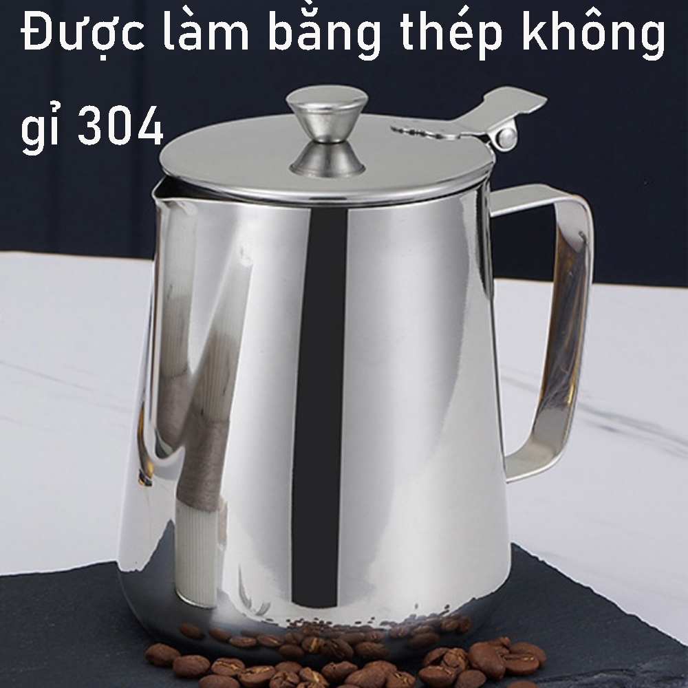 Sẵn sàng giao hang / Ca đánh sữa inox 304 có nắp 350 600 800 1000 2000ml milk pitcher jug