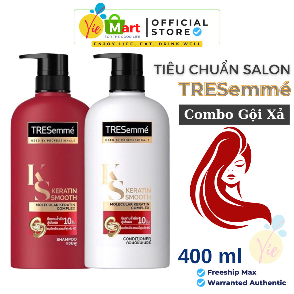Combo Dầu Gội Xả TRESemmé Keratin Smooth Shampoo & Conditioner_Thái Lan 400ml