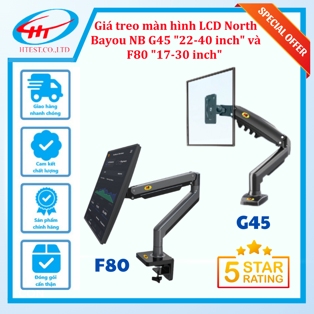 [G45/F80 - Mẫu mới] Giá treo màn hình LCD Arm màn hình đa năng North Bayou NB cho màn "22-40 inch"