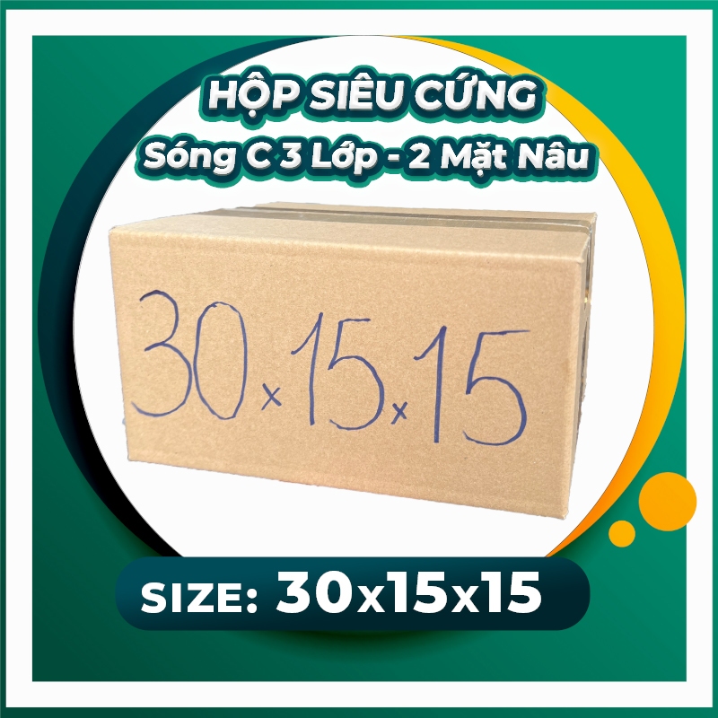 50 Hộp 30x15x15 Hộp Carton siêu cứng 2 mặt nâu 3 lớp sóng C