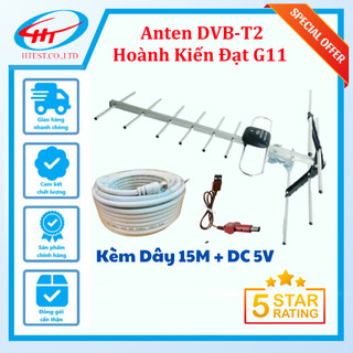 Anten Truyền Hình Số Mặt Đất DVB-T2 Hoành Kiến Đạt G11 kèm dây cáp anten 15m+ dây Cấp Nguồn 5V