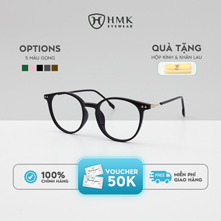 Gọng Kính Cận Kim Loại Phối Nhựa Nam Nữ Chính Hãng HMK Eyewear Dáng Bo Tròn Dễ Mang - KL83079