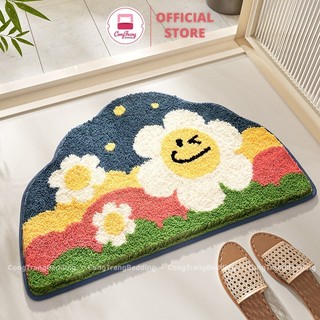 Thảm chùi chân lông cừu 5d, thảm lau chân lông loang hàng đẹp thấm nước 40cm x 60cm