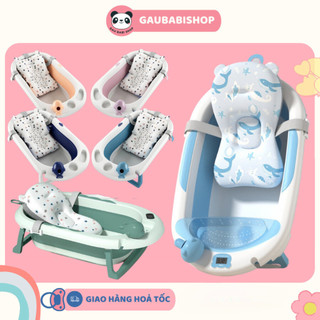  Chậu tắm gấp gọn  Thau tắm gấp gọn size lớn kèm phao nằm tắm và đồ chơi 9BABY 