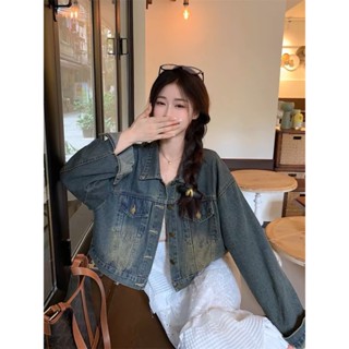 Áo khoác jeans nữ lửng dáng rộng phong cách Hàn Quốc trẻ trung năng độngA8