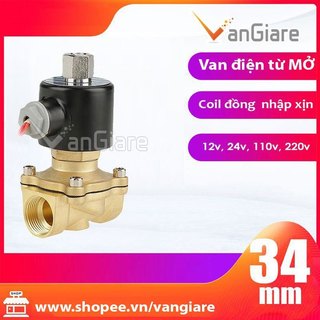 Van điện từ thường mở phi 34mm điện 12v 24v 220v (cấp điện van đóng)
