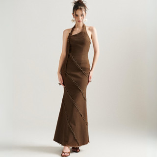 Đầm kaki nâu dài INTO.EIGHT thiết kế (DEVON DRESS)