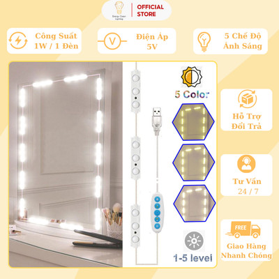 Bộ 15 Thanh LED 3 Mắt Energy Green Lighting Chiếu Sáng Dán Gương Trang Điểm Tiện Lợi - BH 1 Năm