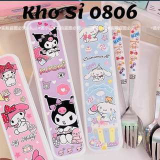 Set 3 Thìa, Dĩa, Đũa Bộ Muỗng Nĩa Đũa Bằng Thép Không Gỉ Hình kuromi cinnamoroll melody Dễ Thương Cho Bé  [Nhận Sỉ]
