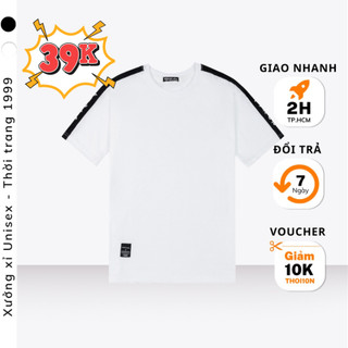 Áo thun unisex form rộng tay lỡ họa tiết Chữ Nhật tay lở vải tốt co giãn chống xù