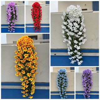 Rủ hoa đỗ quyên treo tường, trang trí nhà cửa_Hoa giả