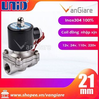 Van điện từ inox 304 uni-d phi 21mm 12v 24v 110v 220v, dùng cho nước, khí nén, hơi, dầu - uws tròn