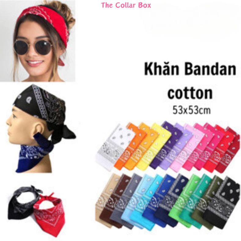 Khăn bandana Khăn turban cotton hiphop nam nữ phong cách đường phố streetwear size 53*53cm - Mã CO531 The Collar Box