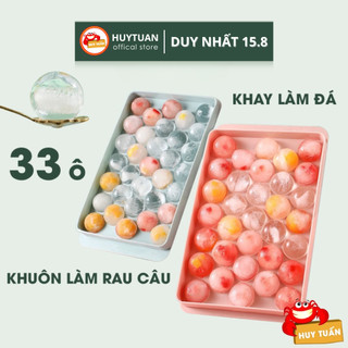 Khay đá 33 viên, khuôn Thạch Bi Nhựa Tròn Làm Rau Câu Hoa Quả Trái Cây (KDT33) bibi90
