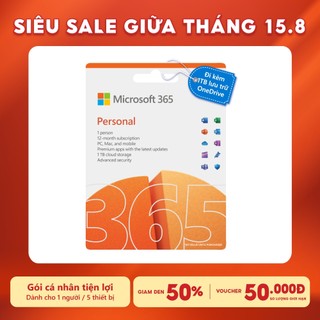 [ KEY GIA HẠN hoặc MUA MỚI ] Phần mềm Microsoft 365 𝐏𝐄𝐑𝐒𝐎𝐍𝐀𝐋 | 12 tháng | Dùng 1 người| 5 thiết bị | 1 TB Onedrive