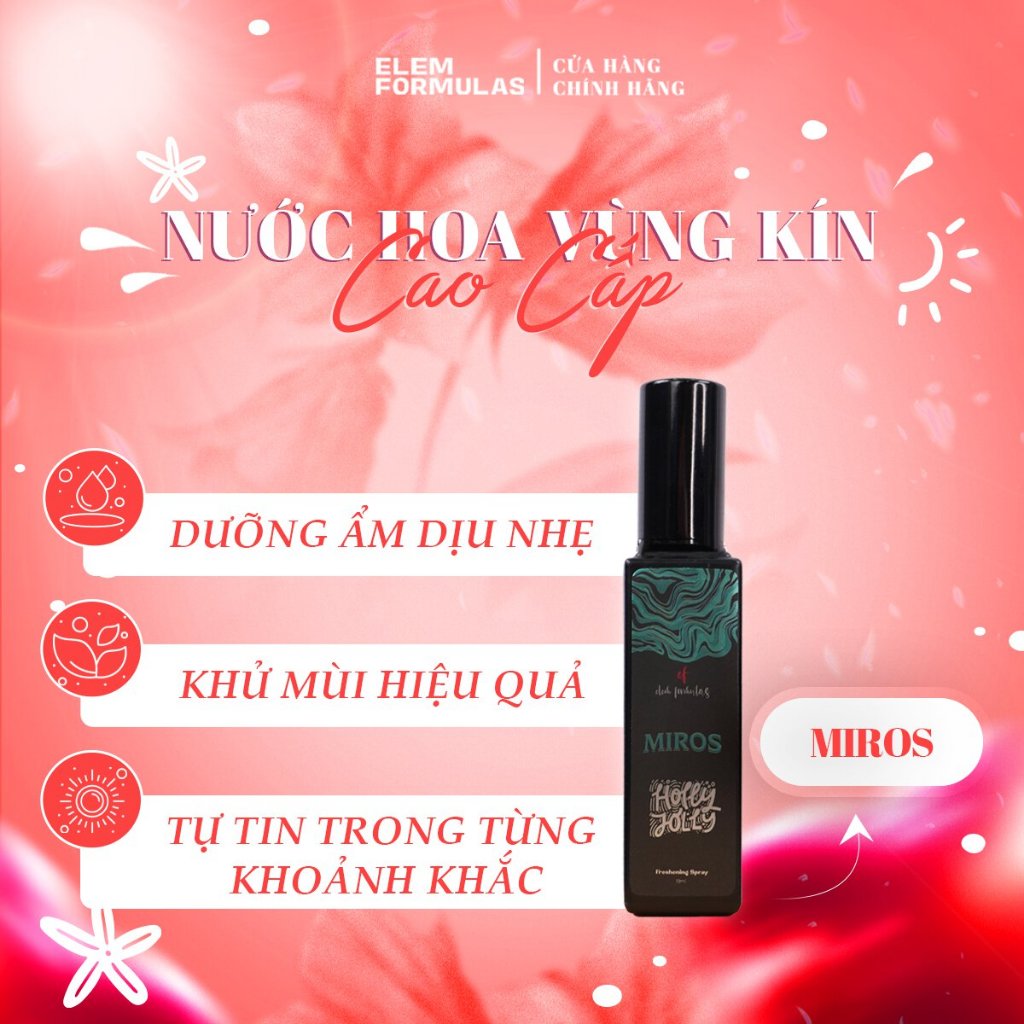Nước Hoa Vùng Kín Elem Formulas Cao Cấp Từ Ý, Xịt Thơm Dưỡng Da Vùng Kín 19Ml, An Toàn Thân Thiện Cho Da