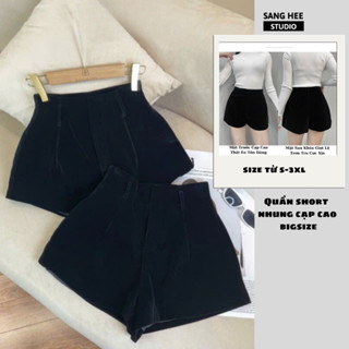  Quần Short Nhung Cạp Cao Khóa Trước Quần Đùi Nhung 2 Lớp Lưng Cao Dáng Ôm KIM ANH BÙI 