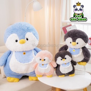 Gấu bông chim cánh cụt Vua Gấu Bông thú nhồi bông cánh cụt đeo yếm hoa cute làm quà tặng
