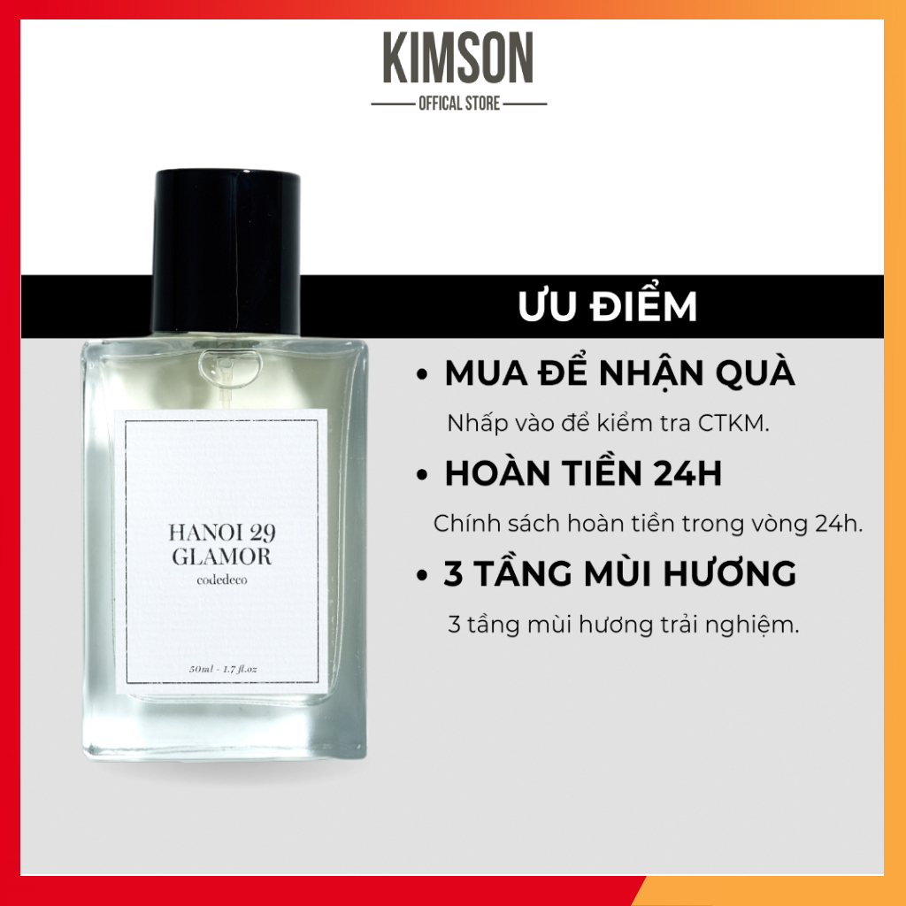 Tinh dầu nước hoa CODEDECO Hanoi 29 Glamor 50ml Nhẹ Nhàng, Thanh Lịch, Tinh Tế