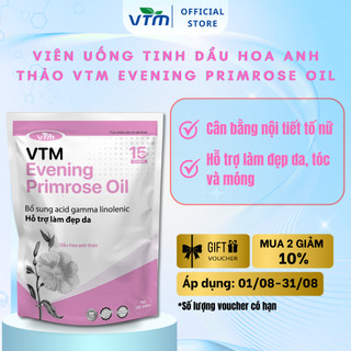 Viên uống tinh dầu hoa anh thảo VTM Evening Primrose Oil, hỗ trợ cân bằng nội tiết tố, làm đẹp da, tóc, móng - 45 viên