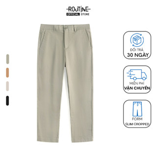 Quần Kaki Nam Premium Ống Ôm Trơn Form Slim Cropped - Routine 10S24PCA001P