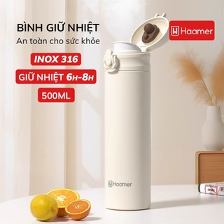  Bình giữ nhiệt Haamer Lớp lót bằng INOX 316 an toàn cho sức khỏe giữ nhiệt đến 8h dung tích 500ml - B022 