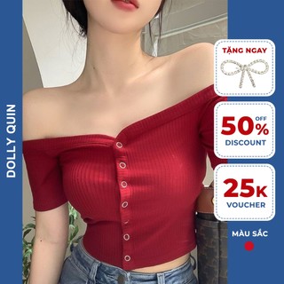 Áo croptop trễ vai nữ, áo body trễ vai thun tăm lạnh co giãn tôn dáng gợi cảm A25 Dolly Quin