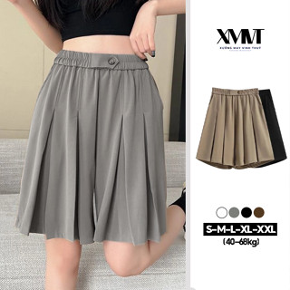 Quần đùi váy xếp ly bigsize cạp chun đính khuy trang trí mặc ở nhà đi dạo đi làm đi chơi lịch sự thoải mái QS84