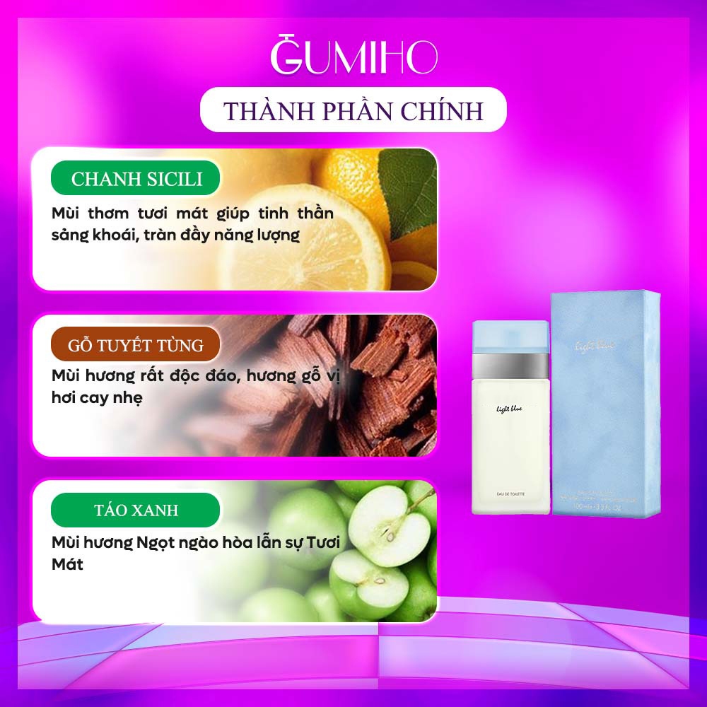 Nước Hoa Nữ Light Blue EDT Hương Chanh vàng, Ngọt dịu - Trẻ Trung  Thanh lịch Tươi mát - GumihoPerfume | BigBuy360 - bigbuy360.vn