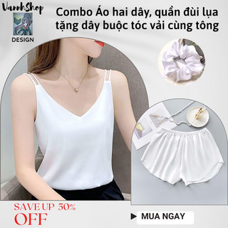 Set áo hai dây và quần đùi lụa dễ thương duyên dáng cho nàng tự tin thu hút mọi ánh nhìn CB0002