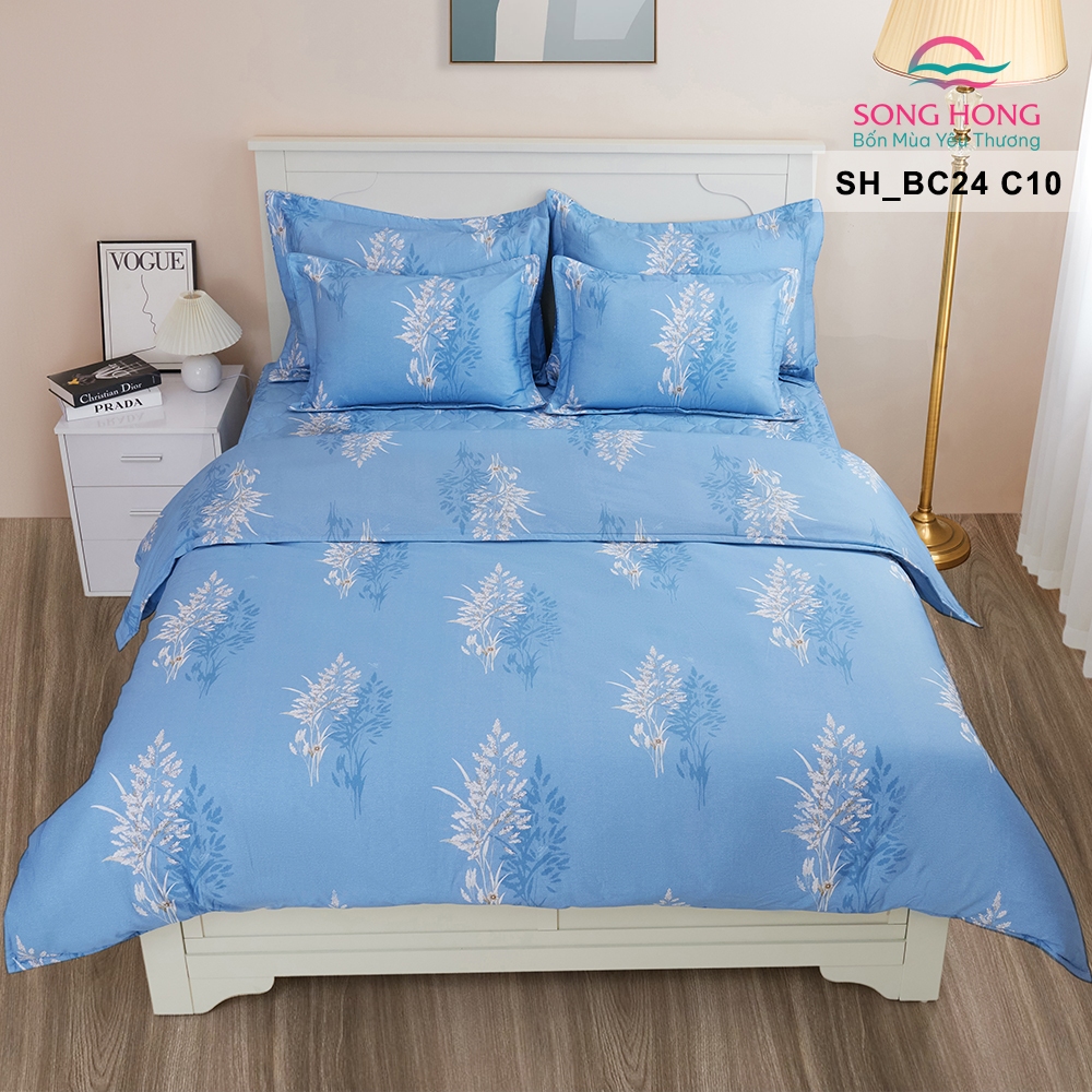 Bộ Chăn Ga Gối Sông Hồng chất liệu cotton mã màu  SH_BC24 C10 - Chính hãng