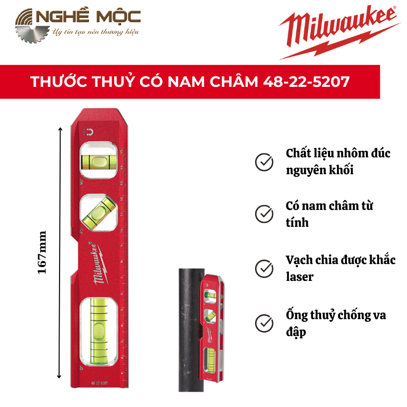 Thước thủy Milwaukee 48-22-5207 có từ tính