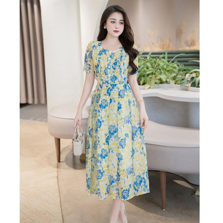 Đầm nữ xếp mi ngực ngắn tay, ly súp xòe LAMER L63L24H052