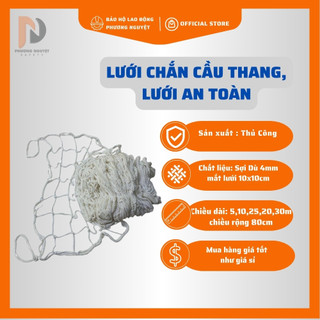 Lưới chắn cầu thang chất liệu sợi dù trắng 4mm mắt lưới 10x10 cm (kích cỡ 0,8x10 mét)