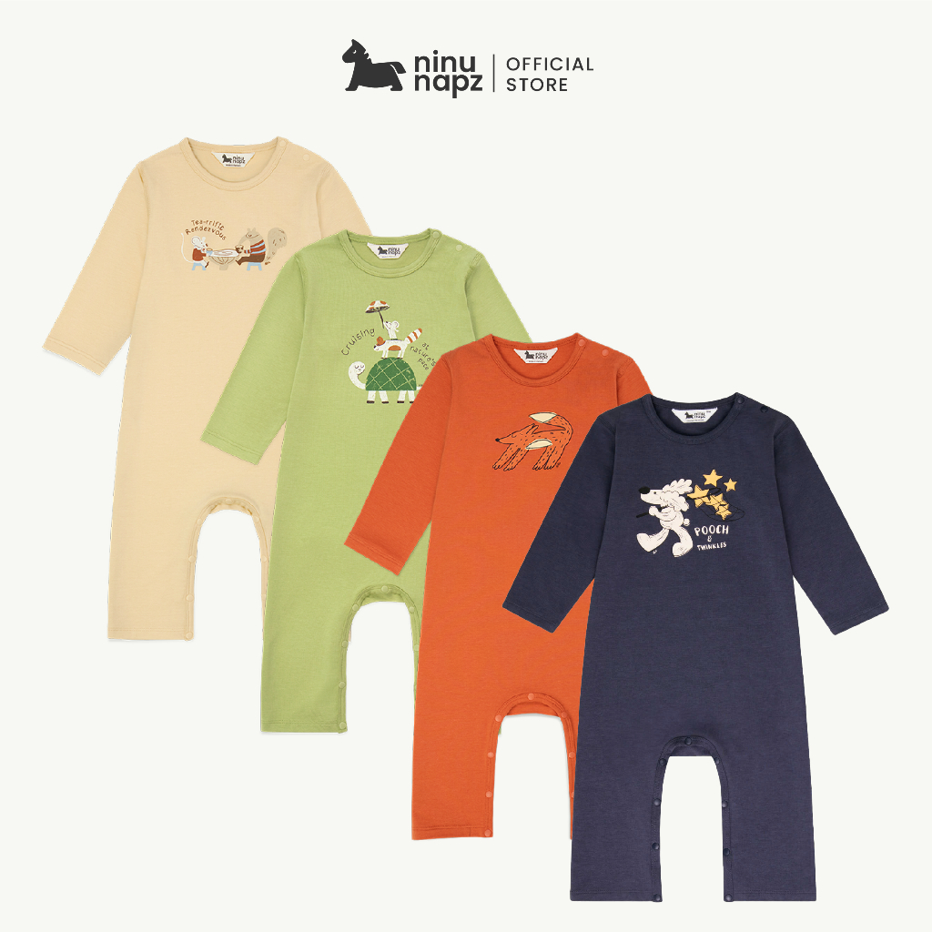  NinuNapz - Áo liền quần dài tay cao cấp cho bé từ 3M-24M - Vải sợi tre pha cotton siêu mềm mịn êm ái 