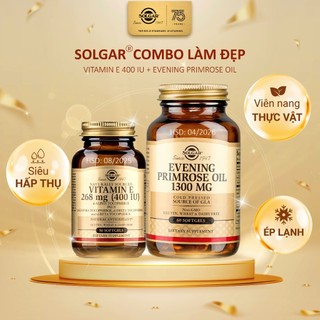Combo Làm Đẹp  Solgar Vitamin E và Evening Primrose Oil Làm Đẹp Da, Tăng Cường Nội Tiết Tố Nữ