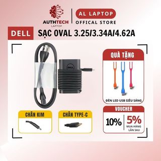 Sạc laptop dell oval chân type-c, chân kim to/nhỏ 3.25/3.34a/4.62 - 65/90w hàng zin new 100%, bảo hành 12 tháng