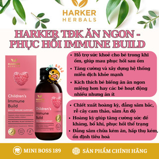 [Date 2025][CHÍNH HÃNG][NEW ZEALAND] Siro Harker hồng Immune Build tăng đề kháng + ăn ngon chai 150ml